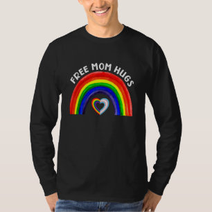 Free Mom Hugs LGBT Rainbow And Transgender Flag He T-Shirt