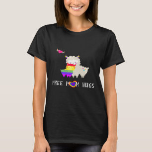 FREE MOM HUGS Mama Llama LGBTQ LGBT Rainbow Premiu T-Shirt