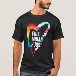 Free Mom Hugs Messy Bun Rainbow Lgbt Pride T-Shirt
