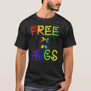 Free Mom Hugs Messy Bun Rainbow Lgbt Pride T-Shirt