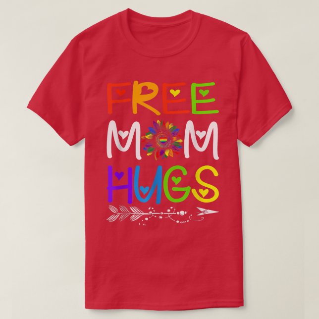 Free Mom Hugs Rainbow Sunflower LGBT Pride Month  T-Shirt (Design Front)