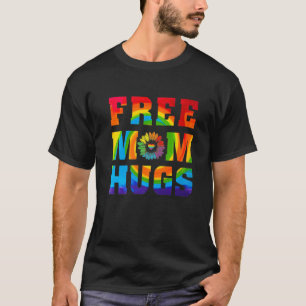 Free Mom Hugs Tie Dye Rainbow Heart Lgbt Pride Mon T-Shirt