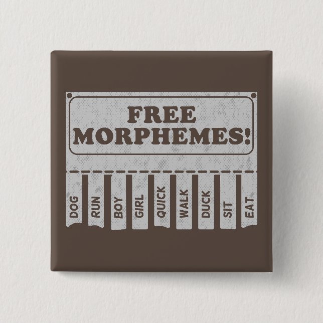 Free Morphemes 15 Cm Square Badge (Front)