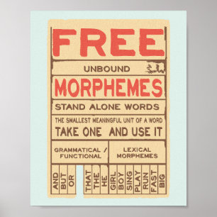 Free Morphemes Funny Grammar English Language Poster