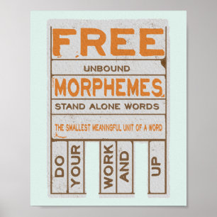 Free Morphemes funny structured literacy Poster