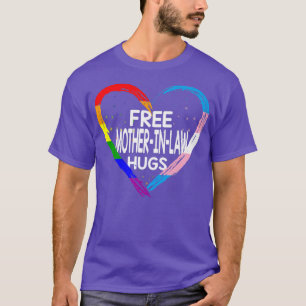 Free MotherInLaw Hugs LGBTQ Rainbow and Trans Flag T-Shirt