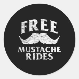 Free Moustache Rides Classic Round Sticker