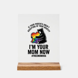 Free Mum Hug Bear Pride Vintage T-Shirt Design_1 Acrylic Sign