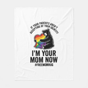 Free Mum Hug Bear Pride Vintage T-Shirt Design_1 Fleece Blanket