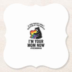 Free Mum Hug Bear Pride Vintage T-Shirt Design_1 Paper Coaster