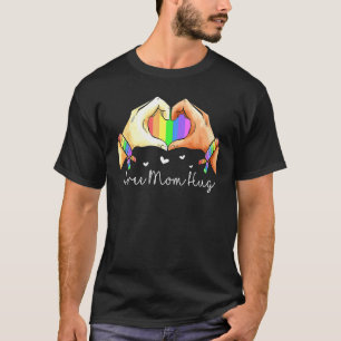 Free Mum Hug Pride Lgbt Month Parade Rainbow Heart T-Shirt