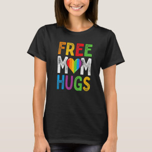Free Mum Hugs Boho Rainbow Heart Gay Lgbt Pride M T-Shirt