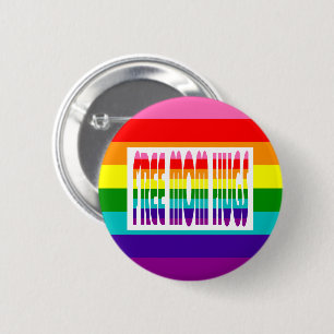 Free Mum Hugs Bright LGBT Rainbow Typography 6 Cm Round Badge