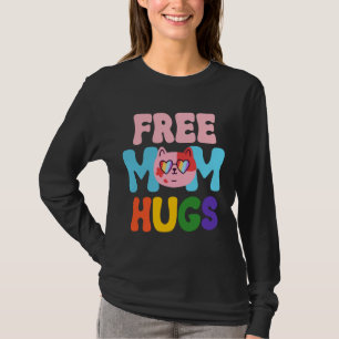 Free Mum Hugs Cat LGBT Gay Pride Month T-Shirt