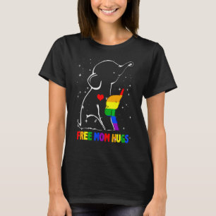 Free Mum Hugs Cute Elephant Animal Rainbow Heart L T-Shirt