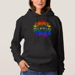 Free Mum Hugs Daisy Rainbow Flower Hippie Gay Prid Hoodie