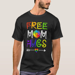 Free Mum Hugs Daisy Rainbow Heart Lgbt Pride Month T-Shirt