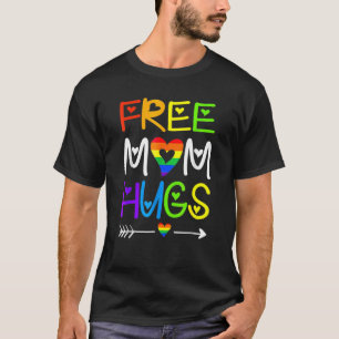 Free Mum Hugs Daisy Rainbow Heart Lgbt Pride Month T-Shirt