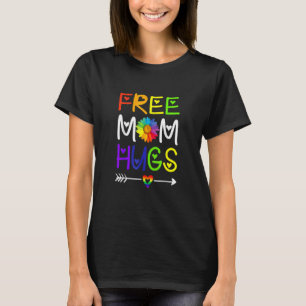Free Mum Hugs Daisy Rainbow Heart Lgbt Pride Month T-Shirt