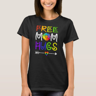 Free Mum Hugs Daisy Rainbow Heart LGBT Pride T-Shirt