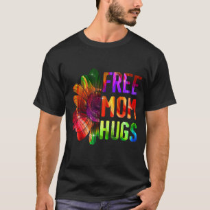 Free Mum Hugs Daisy Rainbow Heart Sunflower Lgbt P T-Shirt
