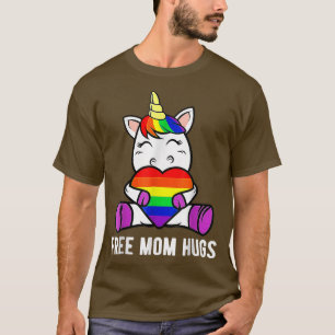 Free Mum Hugs Funny Unicorn Gay LGBT Pride Month T T-Shirt