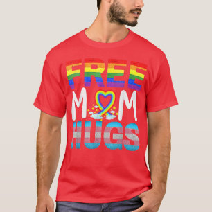 Free Mum Hugs Gay Heart LGBT Pride Month for Men W T-Shirt