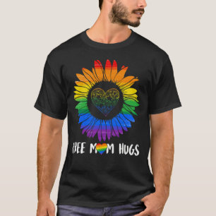 Free Mum Hugs Gay Pride LGBT Daisy Rainbow Flower T-Shirt