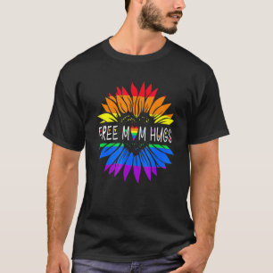 Free Mum Hugs Gay Pride Lgbt Daisy Rainbow Flower T-Shirt