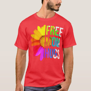 Free Mum Hugs Gay Pride LGBT Daisy Rainbow Flower  T-Shirt