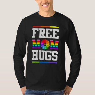 Free Mum Hugs Gay Pride LGBT Daisy Rainbow Flower T-Shirt