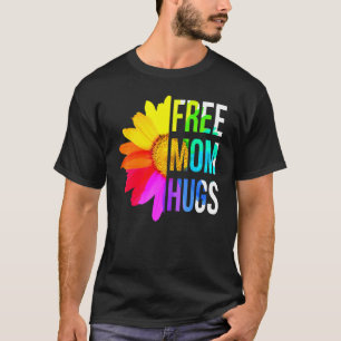 Free Mum Hugs Gay Pride Lgbt Daisy Rainbow Flower T-Shirt