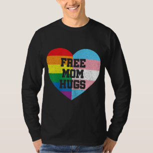 Free Mum Hugs Gay Pride Transgender Rainbow Flag T-Shirt