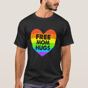 Free Mum Hugs Gay Pride Transgender Rainbow Heart T-Shirt