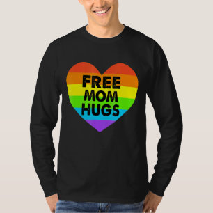 Free Mum Hugs Gay Pride Transgender Rainbow Heart T-Shirt