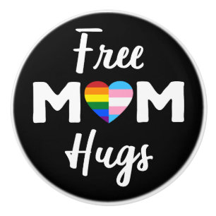 Free Mum Hugs II - Rainbow Gay Trans Pride Ceramic Knob