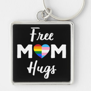 Free Mum Hugs II - Rainbow Gay Trans Pride Key Ring