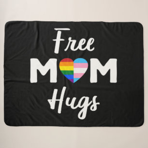 Free Mum Hugs II - Rainbow Gay Trans Pride Sherpa Blanket