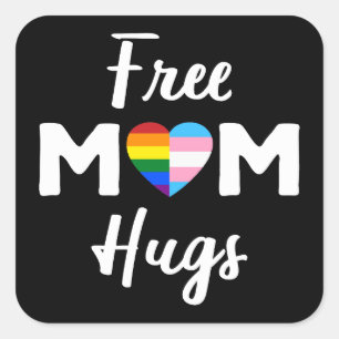 Free Mum Hugs II - Rainbow Gay Trans Pride Square Sticker