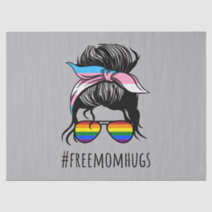 Free Mum Hugs IV - Messy Bun Rainbow Gay Trans Tissue Paper