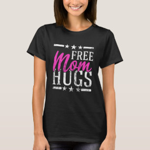 Free Mum Hugs Lesbian Gay LGBT Proud Mother Rainbo T-Shirt