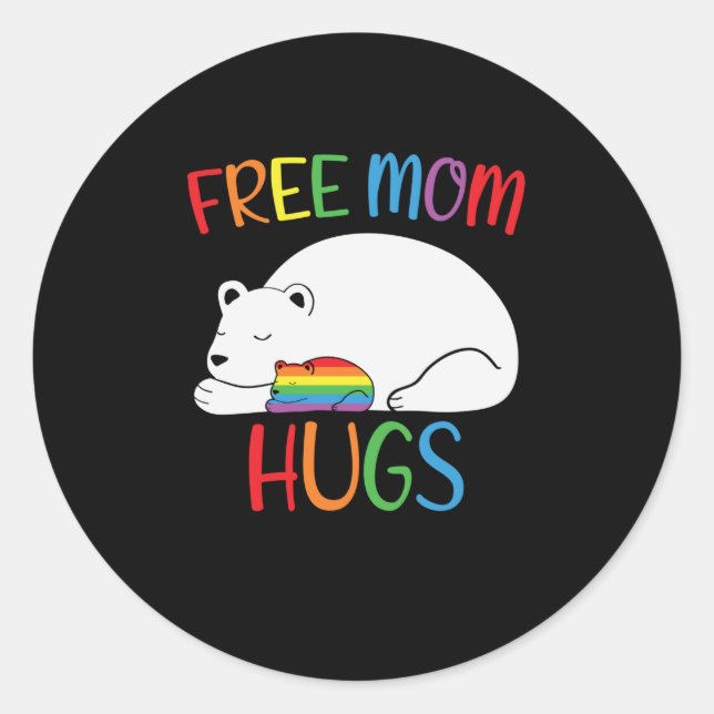 Free Mum Hugs LGBT Bear Hugs Classic Round Sticker (Front)