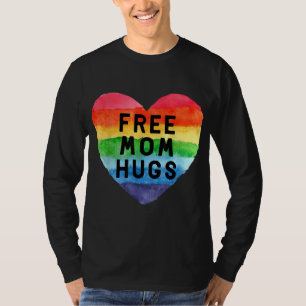Free Mum Hugs LGBT Flag Gay Lesbian Pride Parades T-Shirt