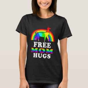 Free Mum Hugs LGBT Mama Llama Rainbow T-Shirt