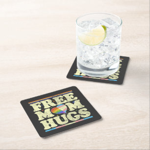 Free Mum Hugs Lgbt Pride Square Paper Coaster