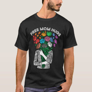 Free Mum Hugs LGBTQ Pride Ally Rainbow Wildflower  T-Shirt