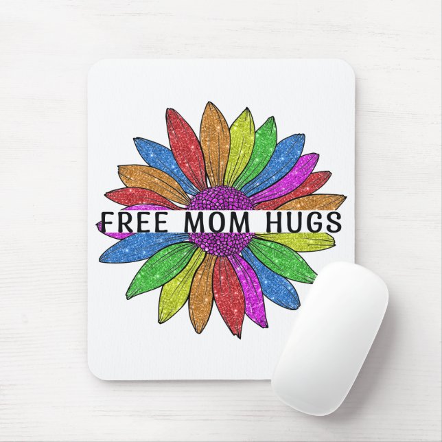 Free Mum Hugs LGBTQIA+ Pride Support Mouse Mat (With Mouse)