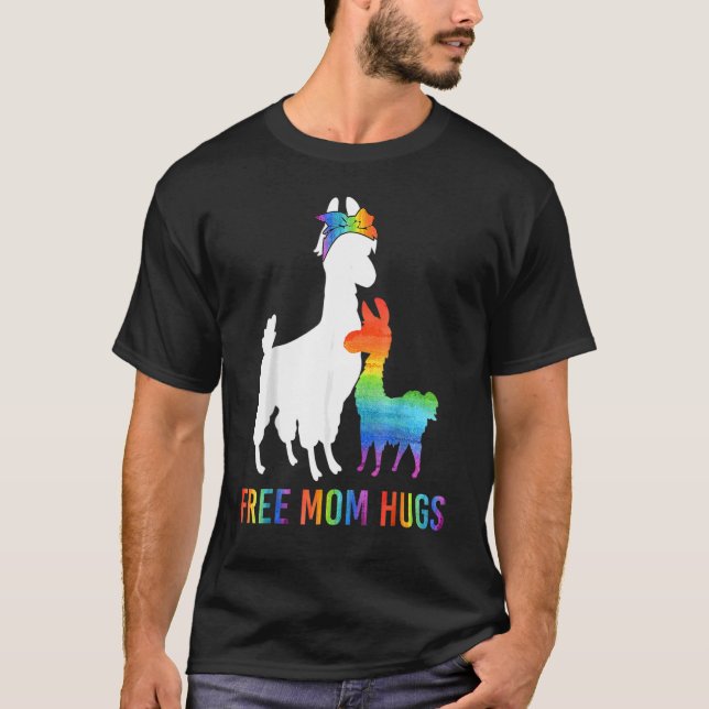 Free Mum Hugs Llama Lgbt Men Women Pride T-Shirt (Front)