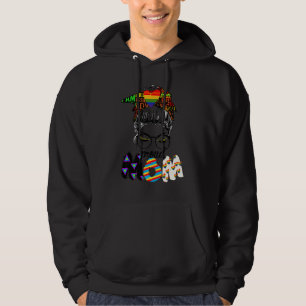 Free Mum Hugs Messy Bun Lgbt Pride Sun Rainbow Tea Hoodie