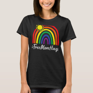 Free Mum Hugs Messy Bun Lgbt Pride Sun Rainbow Tea T-Shirt